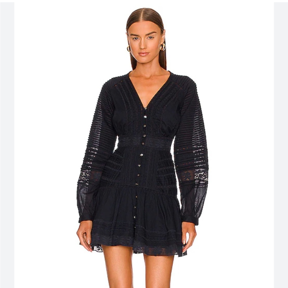 Veronica Beard Lace Addilyn Mini Dress Button Front Size 4 Dark Navy Ink Color
